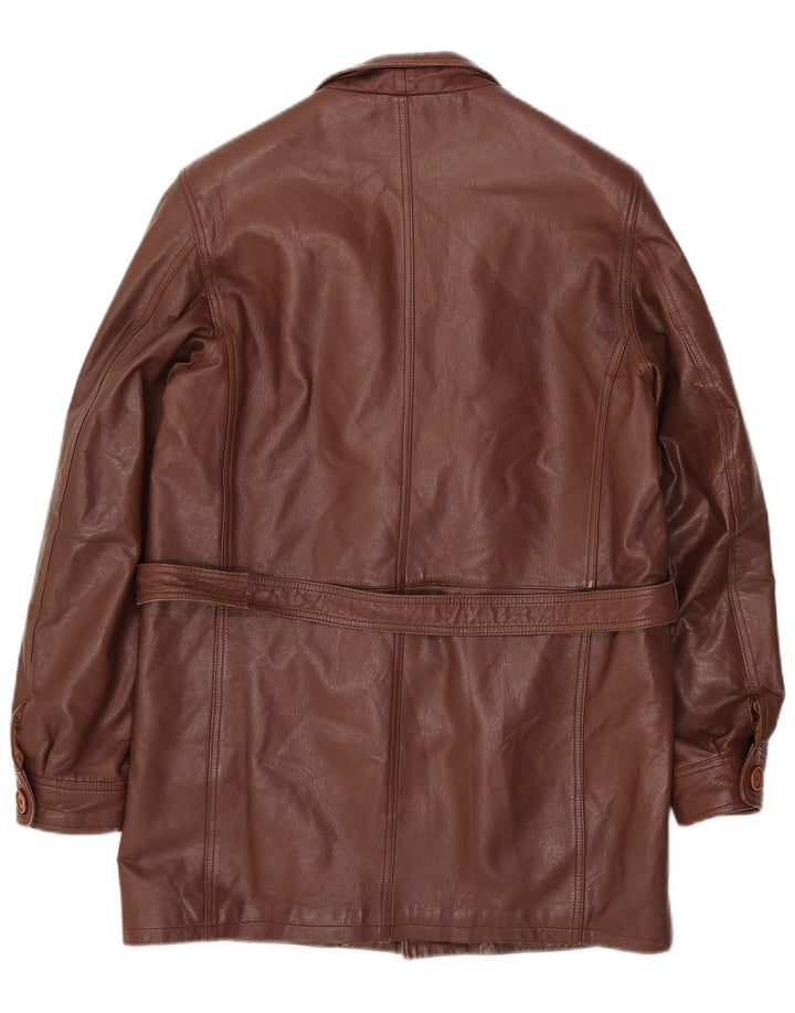manteau en cuir homme vintage IT 46 Petit Marron