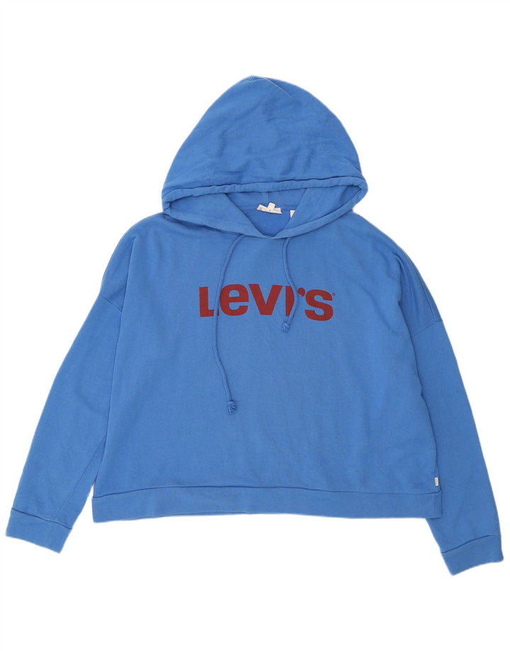 LEVI'S Pull à capuche surdimensionné graphique pour femme UK 16 Large Bleu Coton