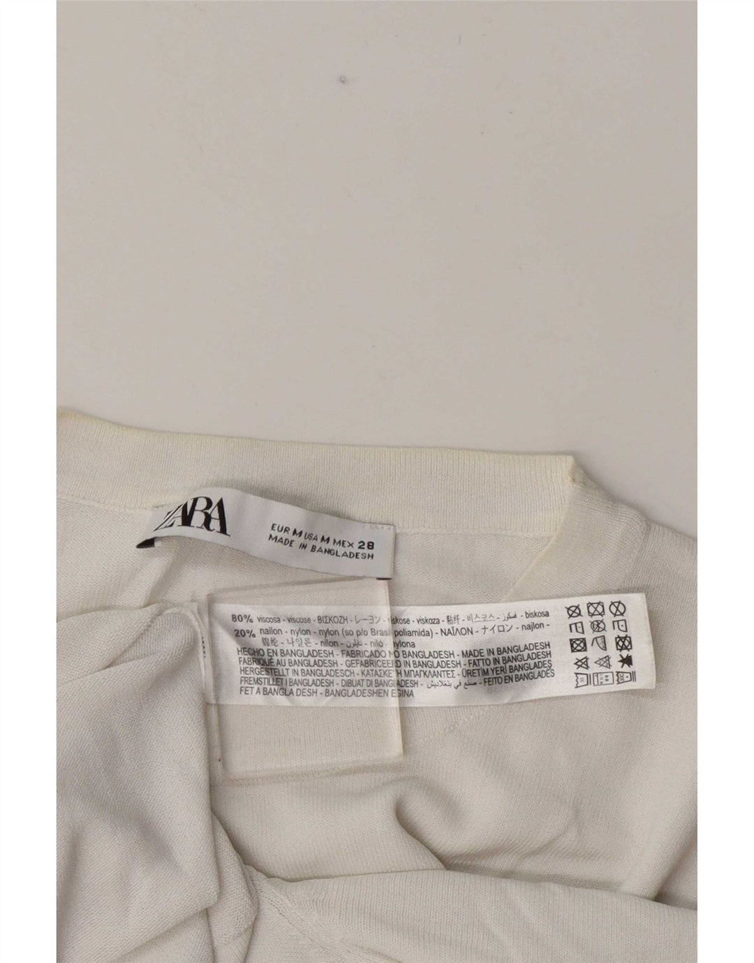 Zara Femme T-Shirt Top UK 12 Medium Blanc Viscose