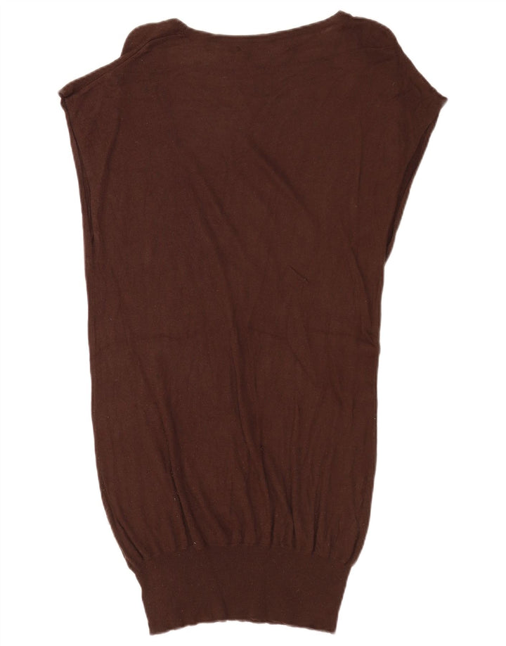 Zara Womens Longline Vest Débardeur Rayonne Marron Moyen