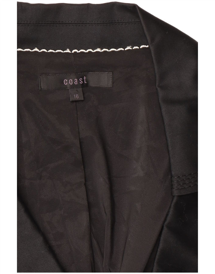 Coast Veste Blazer Ouverte à Manches 3/4 pour Femme UK 16 Grand Coton Noir