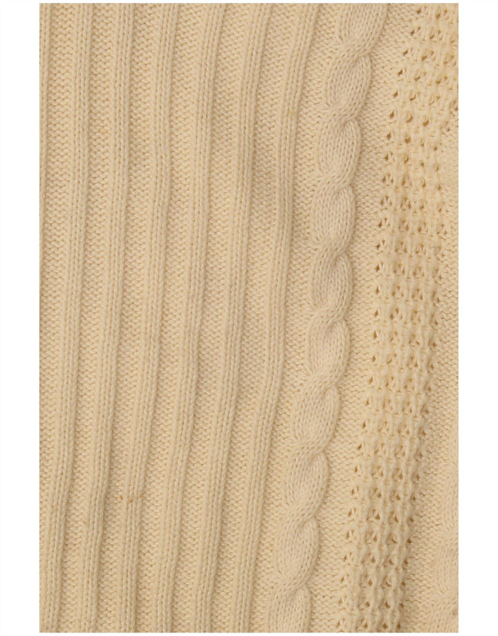 Mona Pull col en V pour femme UK 12 Coton beige moyen