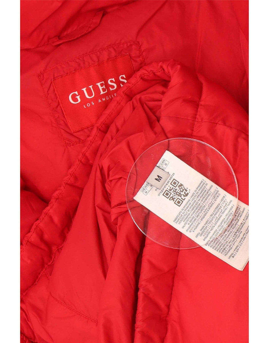 Guess Veste matelassée surdimensionnée pour femme UK 14 Rouge moyen Polyamide