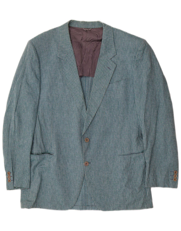 Nino Cerruti Veste Blazer 2 Boutons Homme IT 54 2XL Bleu à Carreaux Coton