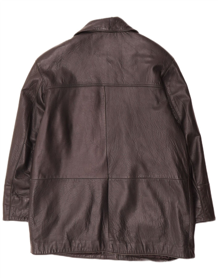 Giorgio Mobiani Manteau en cuir pour femme UK 16 Lage Noir