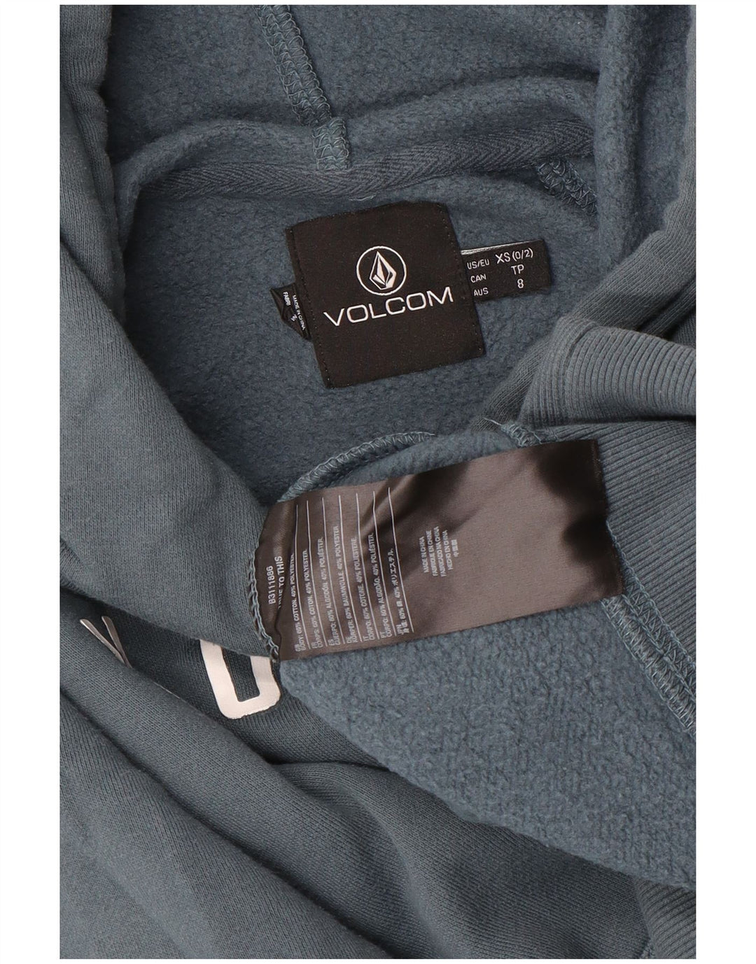 VOLCOM Pull à capuche graphique pour garçon 7-8 ans XS Gris Coton