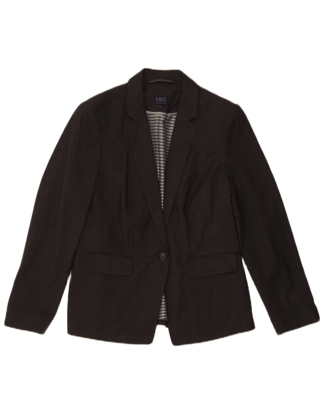 Marks & Spencer Veste Blazer 1 Bouton pour Femme UK 14 Grand Gris Moucheté