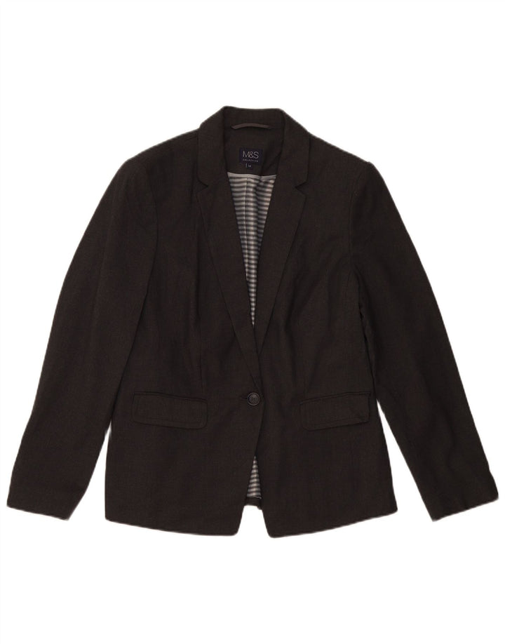 Marks & Spencer Veste Blazer 1 Bouton pour Femme UK 14 Grand Gris Moucheté