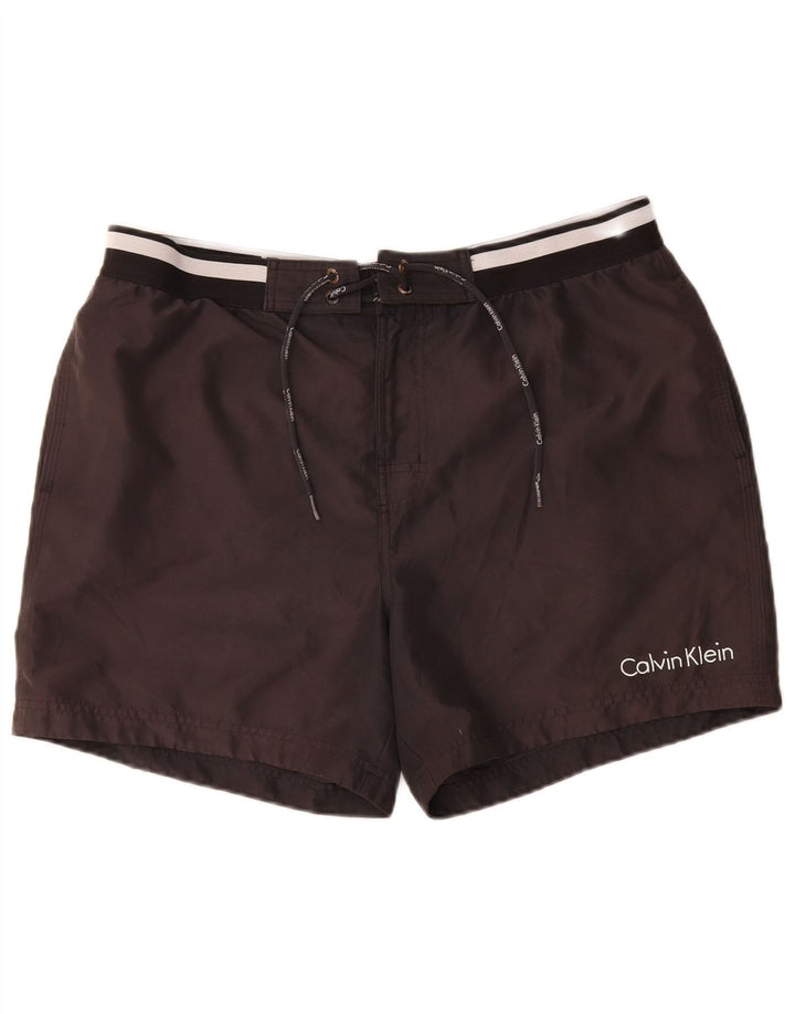 Calvin Klein Short de bain graphique pour hommes, grand, noir, polyester