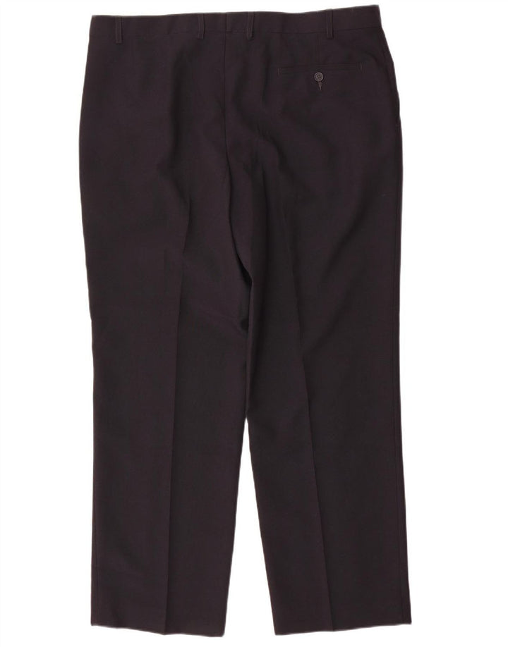 Marks & Spencer Pantalon de Costume Droit Homme W40 L31 Bleu Marine Polyester