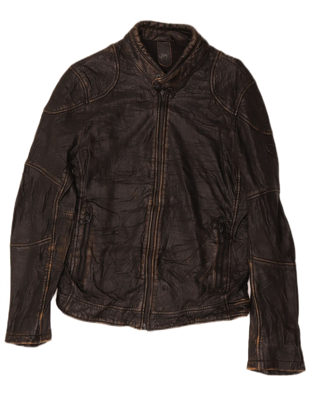 Gypsy Veste en cuir pour homme UK 38 Medium Noir