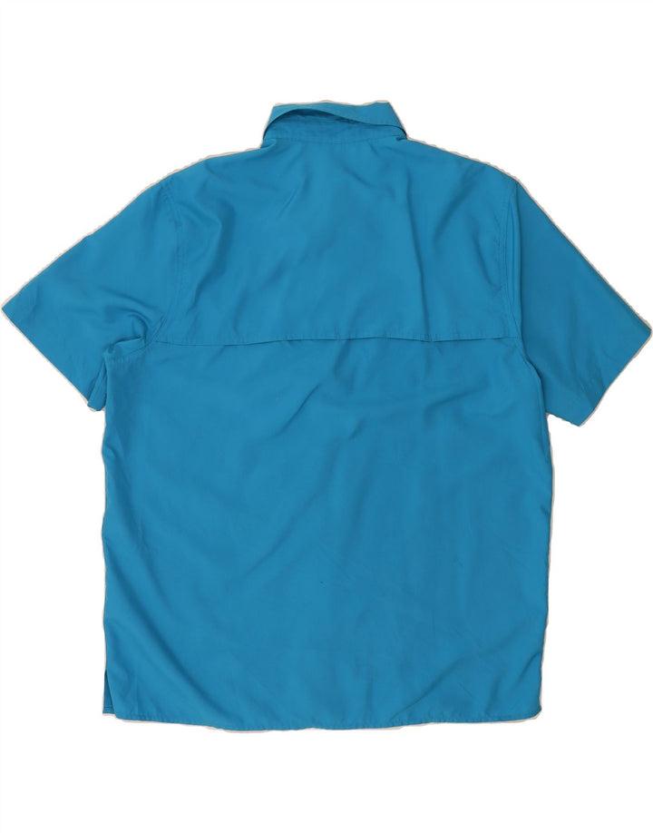 EDDIE BAUER Mens Short Sleeve Shirt Large Blue Polyester Vintage Eddie Bauer and Second-Hand Eddie Bauer from Messina Hembry 