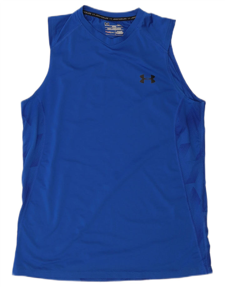 Under Armour Débardeur Heat Gear Homme Bleu Moyen Géométrique Polyester