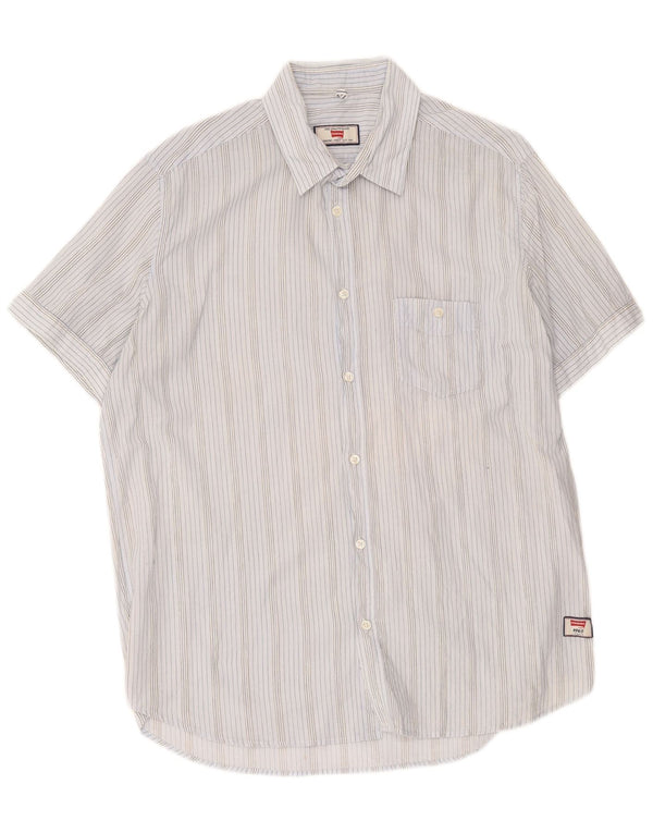 Carrera Chemise à manches courtes XL Bleu Rayé Coton