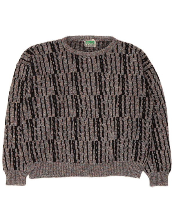 Benetton Pull col bateau pour femme UK 44 Gris moyen rayé