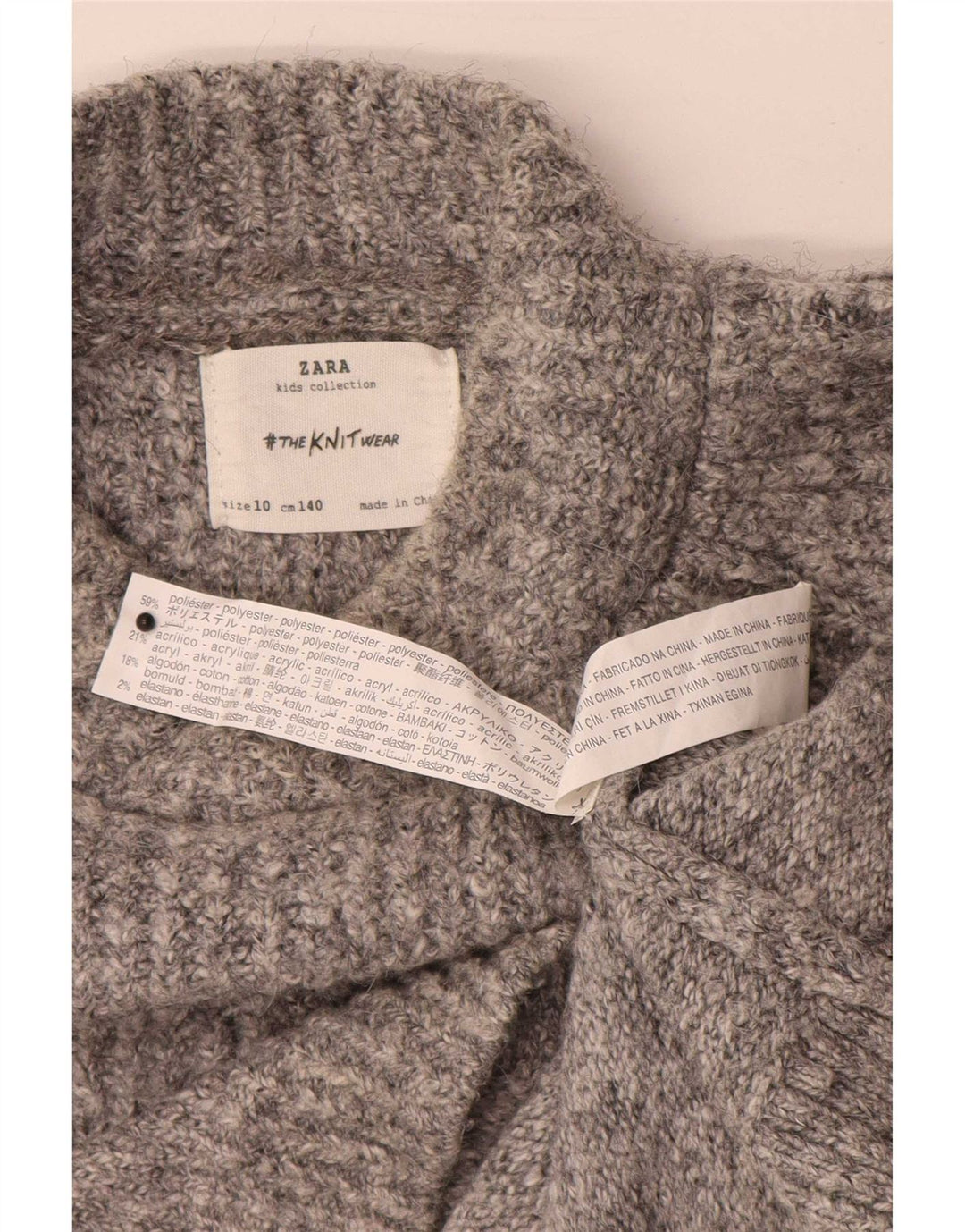 Zara Pull à col roulé pour fille 9-10 ans Gris Polyester