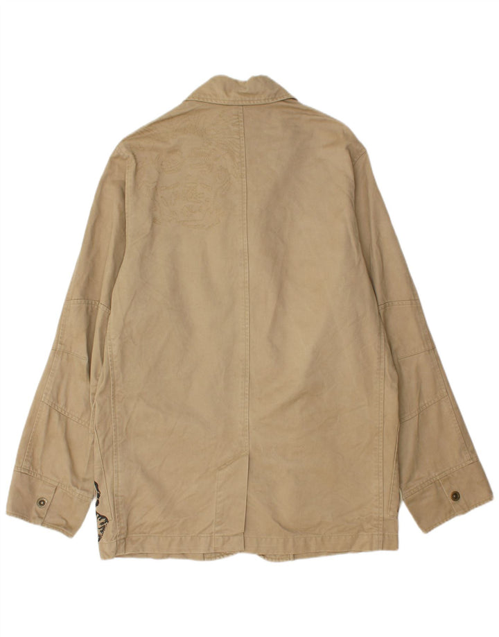 Quiksilver Veste utilitaire graphique pour homme UK 40 Large Beige Coton