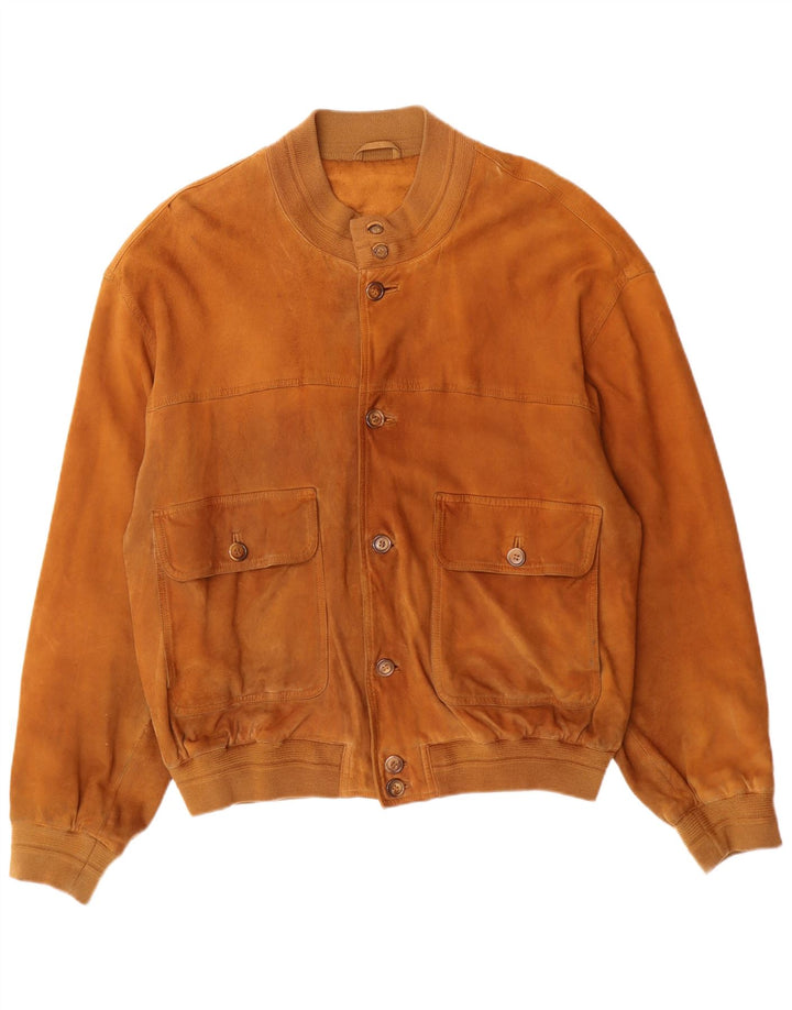 VINTAGE Veste bomber en daim pour homme UK 42 XL Cuir marron