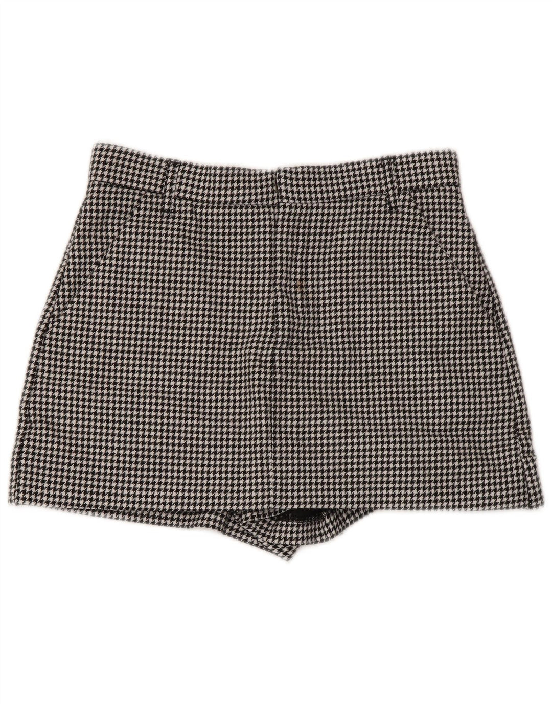 Zara Short Chino Femme Petit W26 Pied De Poule Noir