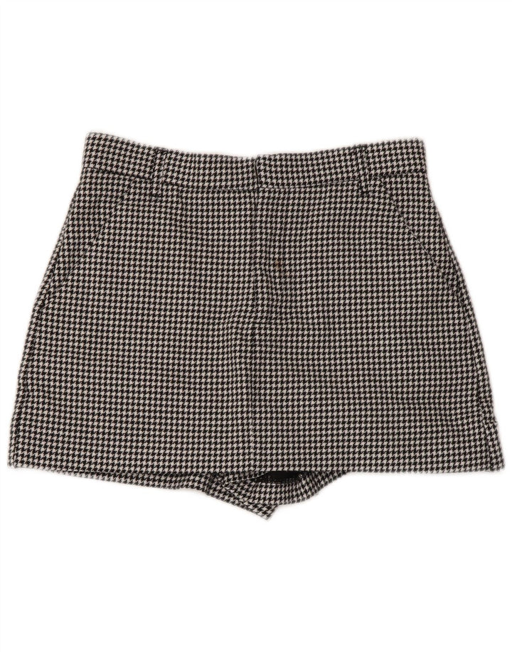Zara Short Chino Femme Petit W26 Pied De Poule Noir