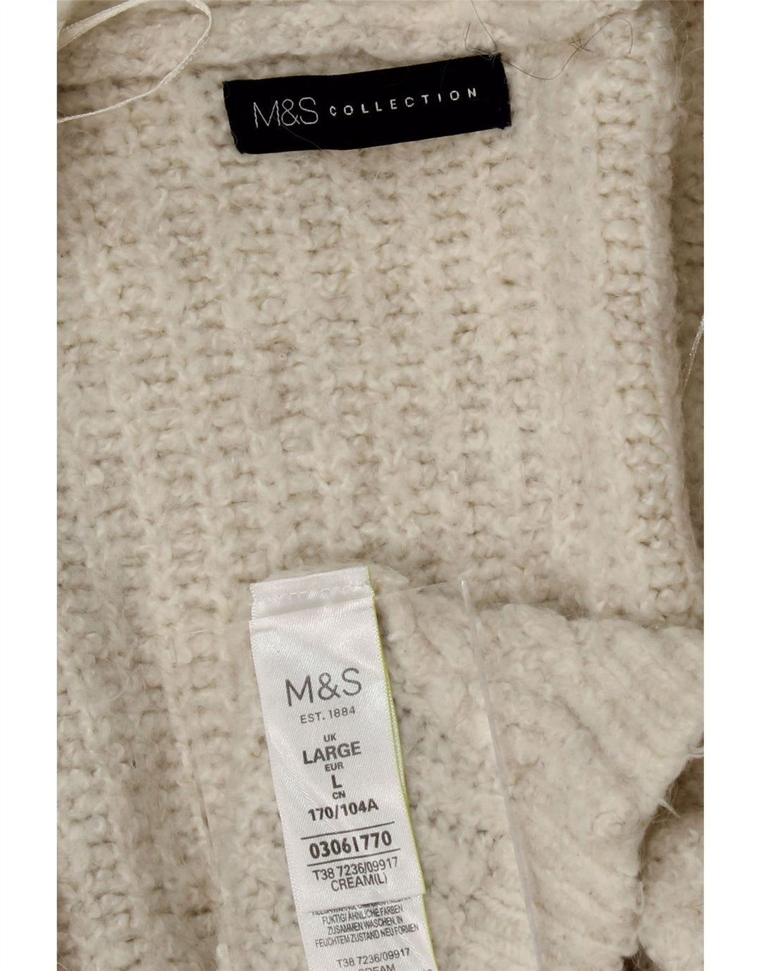 MARKS & SPENCER Womens Longline Cardigan Sweater UK 16 Large White Vintage Marks & Spencer and Second-Hand Marks & Spencer from Messina Hembry 