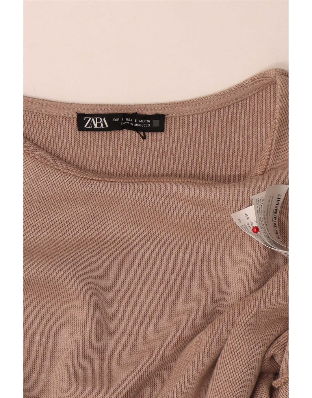Zara Womens Front Tie Blouse Top UK 10 Petit Beige Polyester