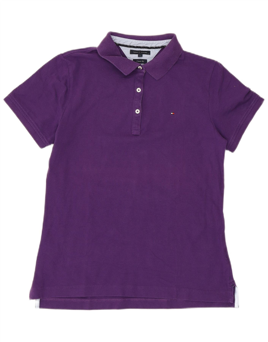 TOMMY HILFIGER Polo coupe classique pour femme UK 14 Grand coton violet