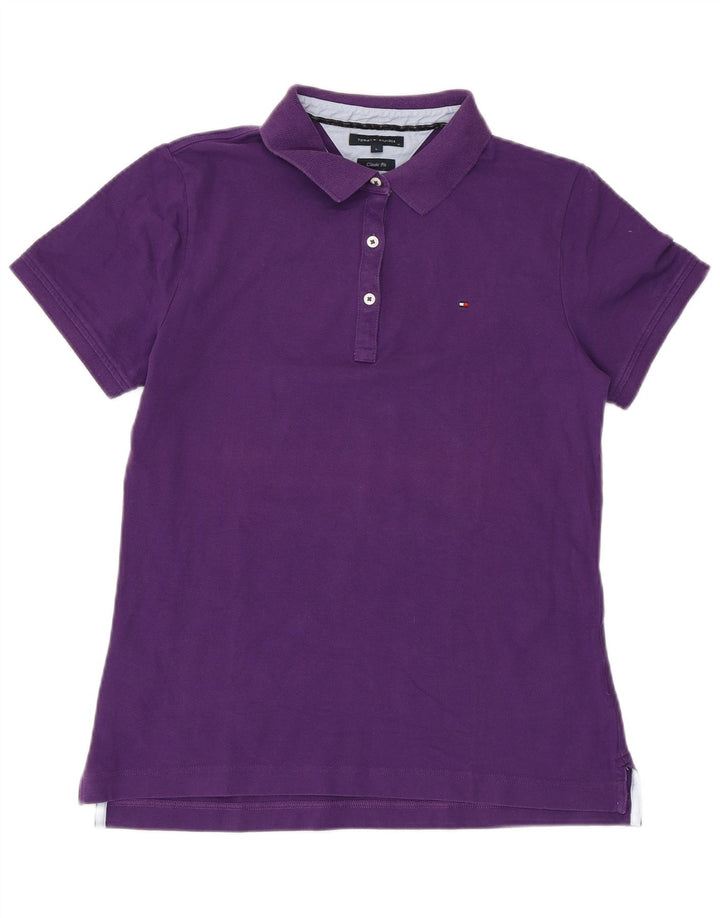 TOMMY HILFIGER Polo coupe classique pour femme UK 14 Grand coton violet