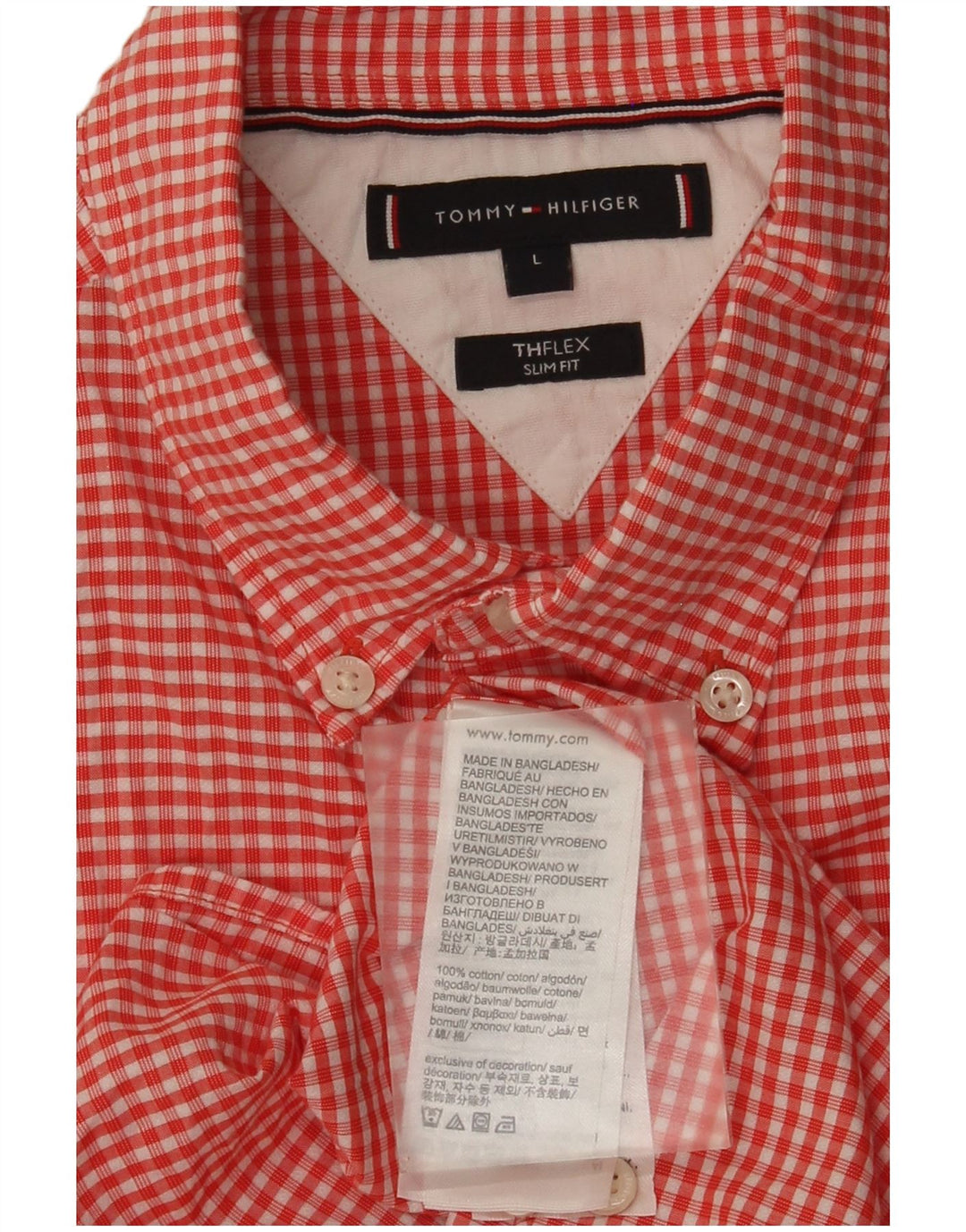 Tommy Hilfiger Chemise Slim Fit pour Homme en Coton Vichy Rouge Large