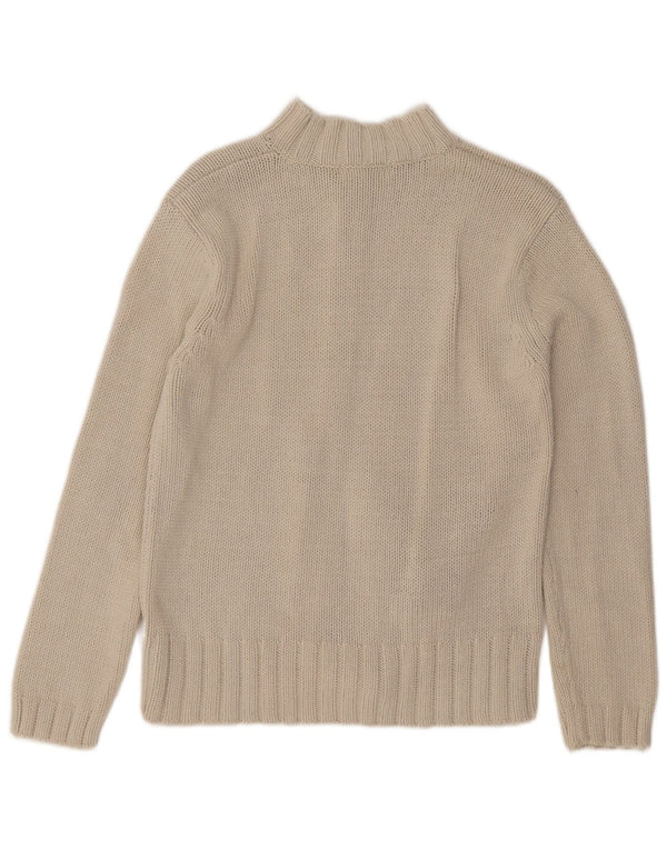 Marks & Spencer Pull cardigan entièrement zippé pour femme UK 10 Petit coton beige