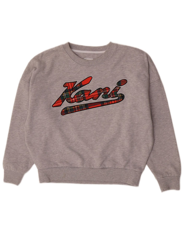 Karl Kani Sweat-shirt graphique pour femme UK 14 Gris moyen en coton moucheté