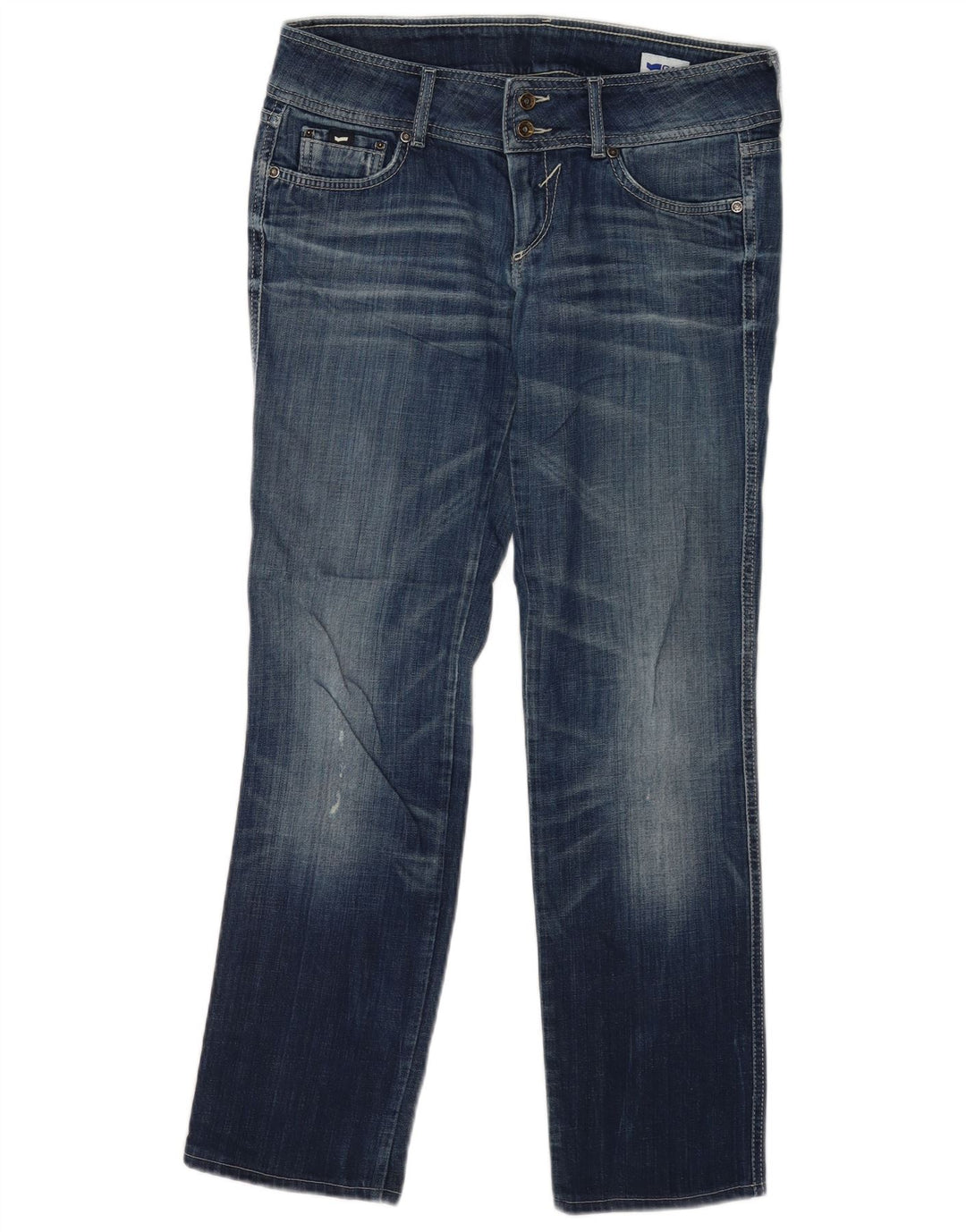 Gas Jean droit femme effet vieilli W32 L30 bleu coton