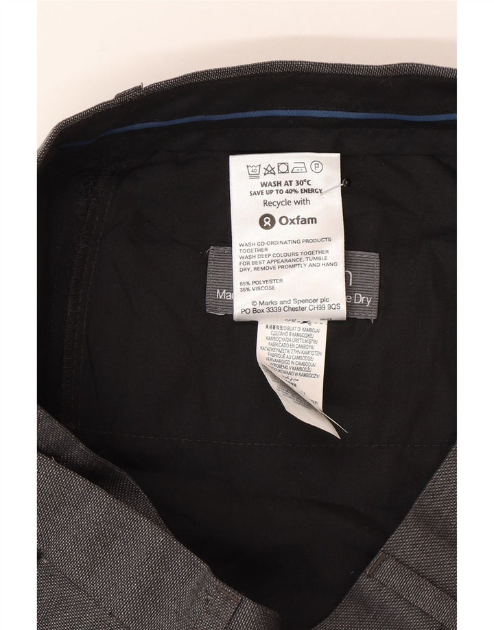Marks & Spencer Pantalon de Costume Droit Homme W30 L35 Gris Polyester