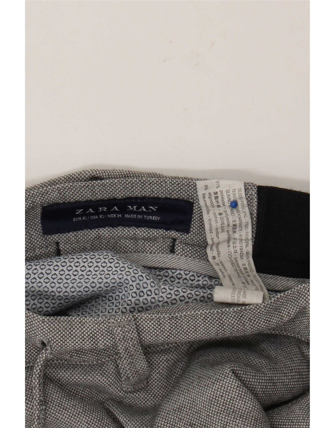 Zara Pantalon court slim pour homme XL W34 L26 Gris Polyester