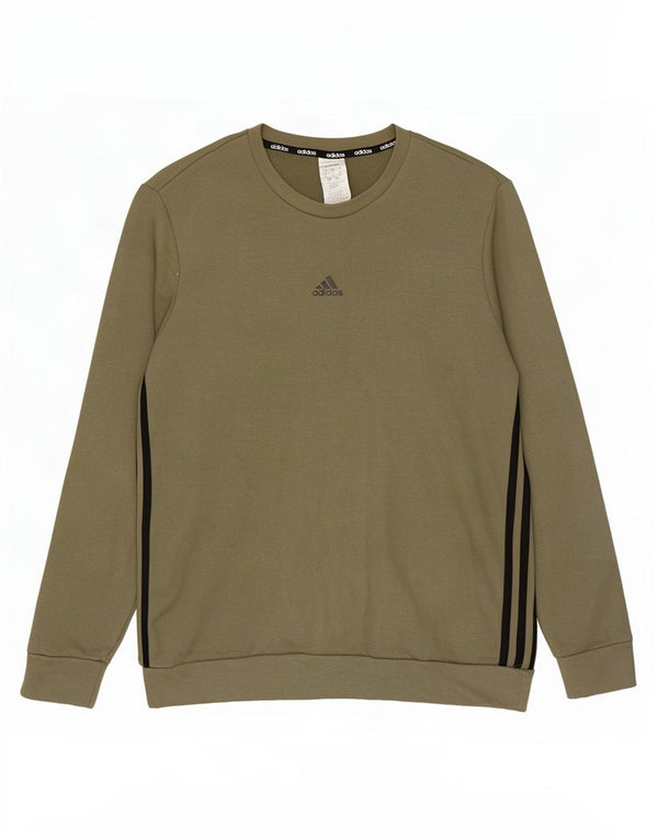 Adidas Sweat-shirt pour homme en coton kaki Taille L