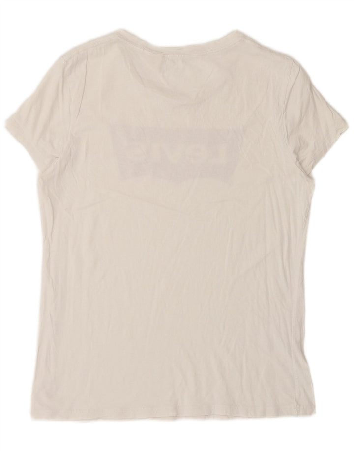 LEVI'S T-shirt graphique pour femme UK 14 Large Blanc