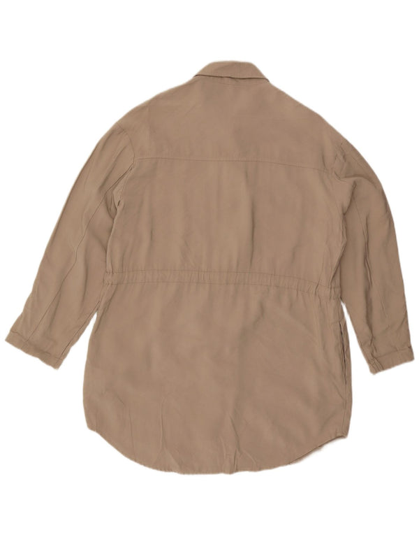 Zara Robe chemise surdimensionnée pour femme UK 10 Petite Viscose Beige