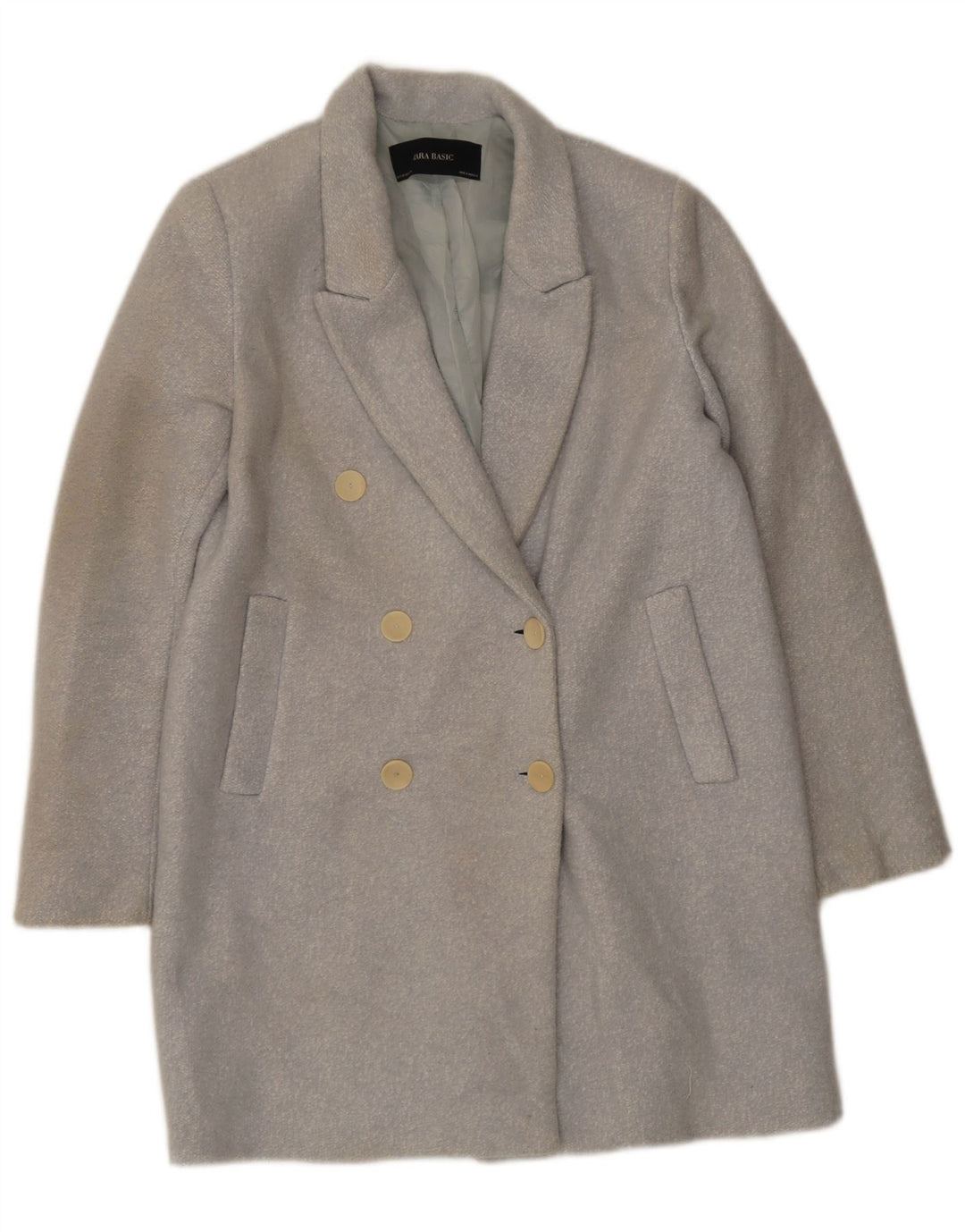 Zara Manteau surdimensionné à double boutonnage pour femme UK 6 XS Bleu moucheté