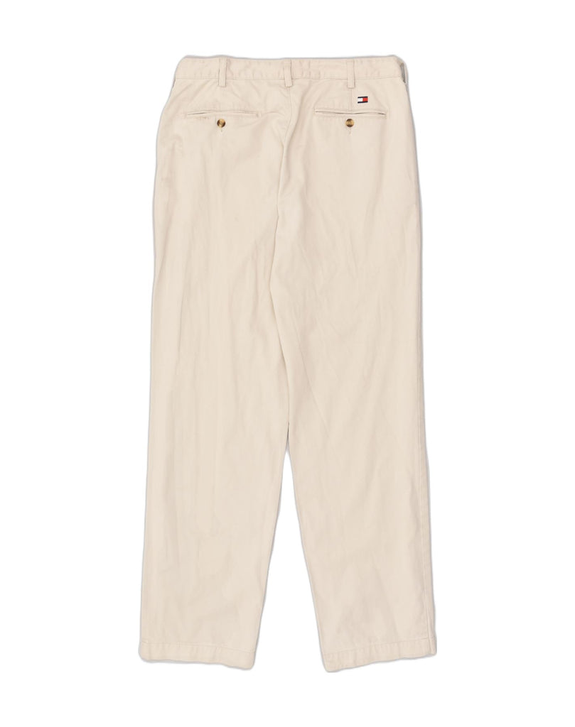 TOMMY HILFIGER Mens Straight Casual Trousers W43 L34 Off White Cotton | Vintage Tommy Hilfiger | Thrift | Second-Hand Tommy Hilfiger | Used Clothing | Messina Hembry 