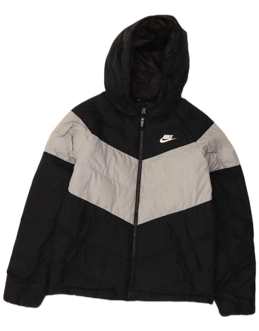 Nike Veste matelassée à capuche pour garçon 13-14 ans XL Noir Colorblock Polyester