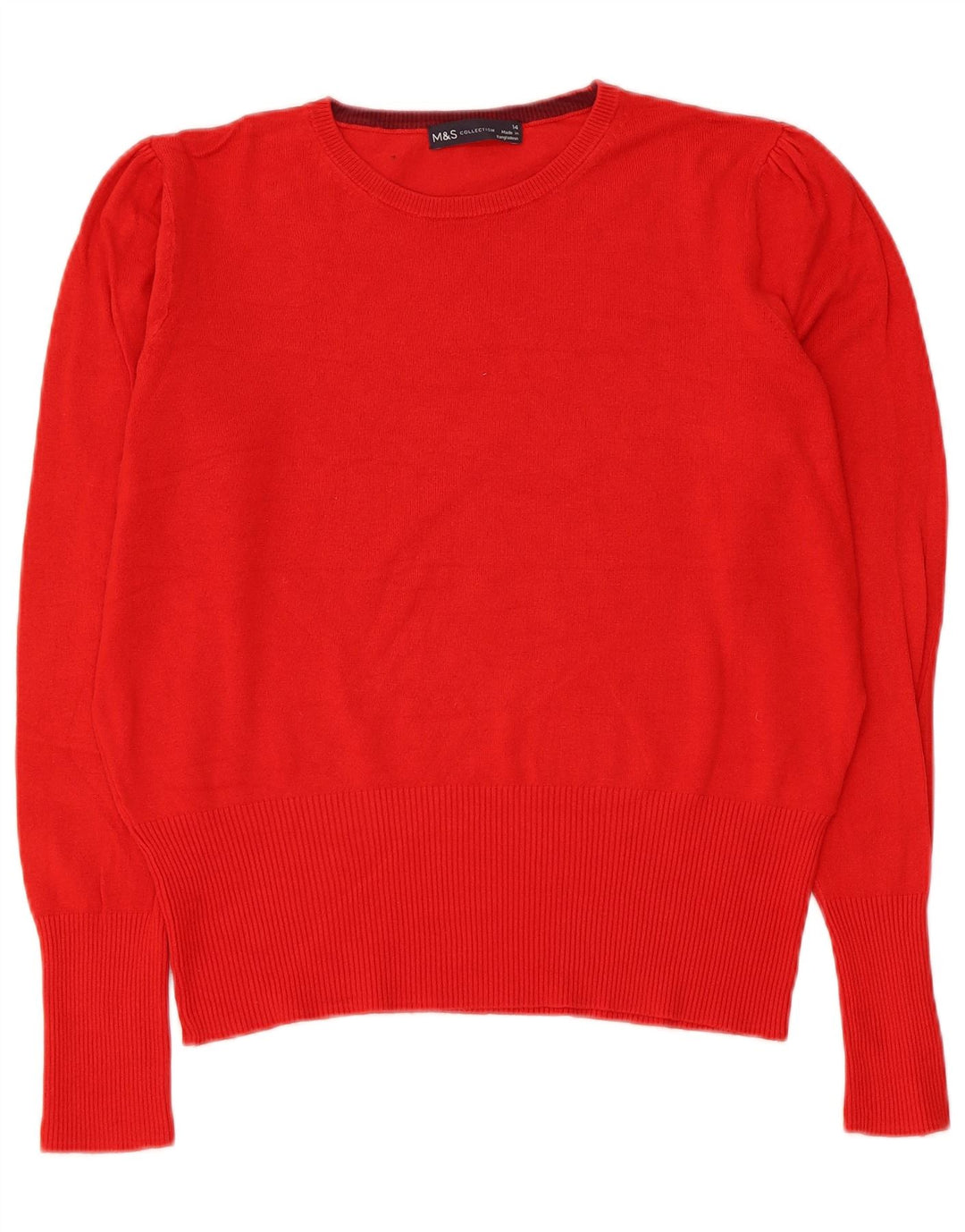 Marks & Spencer Pull ras du cou pour femme UK 14 Large Rouge Viscose