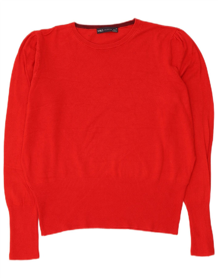Marks & Spencer Pull ras du cou pour femme UK 14 Large Rouge Viscose