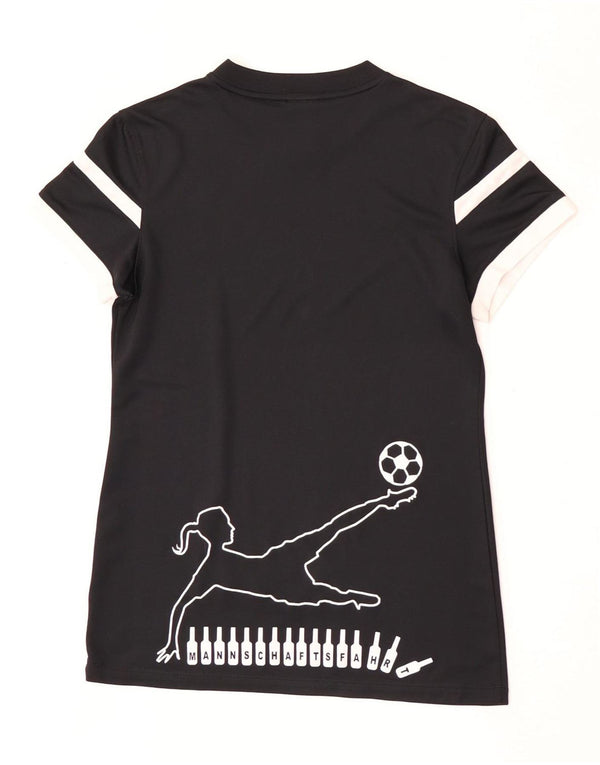 Nike Womens Dri Fit Graphic T-Shirt Top UK 10 Petit Noir Colorblock