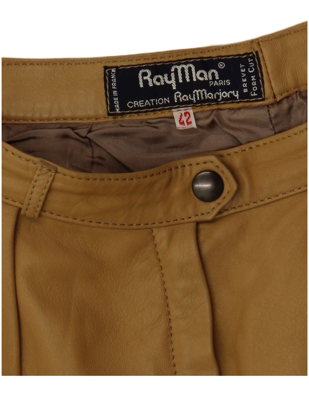 RAY MARJORY Pantalon en cuir chevillé pour femme IT 42 Medium W28 L30 Kaki