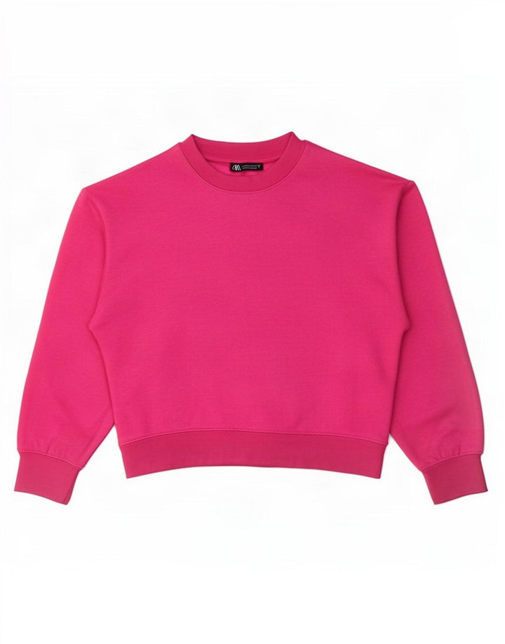 Zara Femme Sweatshirt Jumper UK 14 Polyester Rose Moyen
