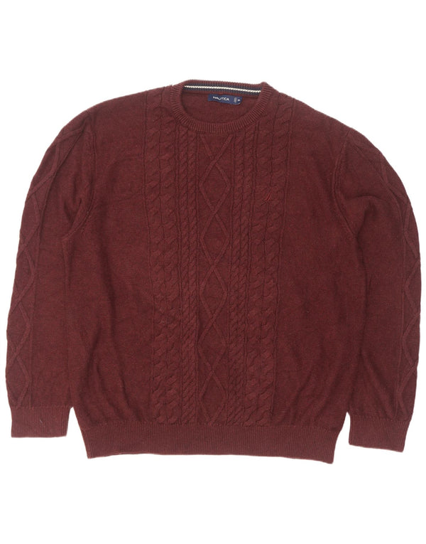 Nautica Pull à col rond pour homme 2XL en coton marron