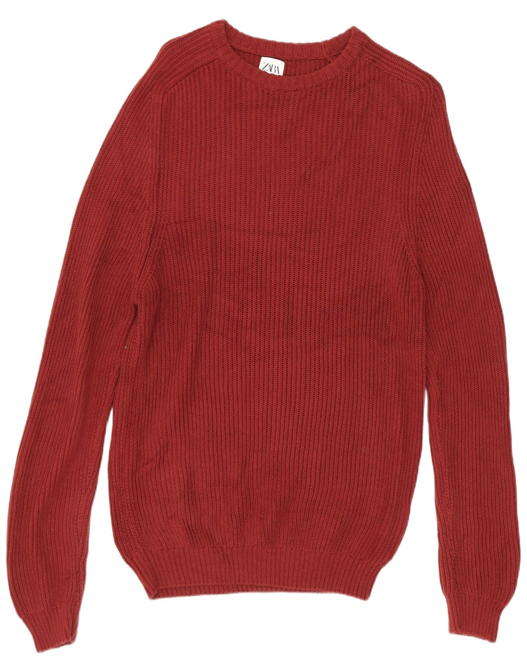 Zara Pull à col bateau pour homme en coton bordeaux moyen