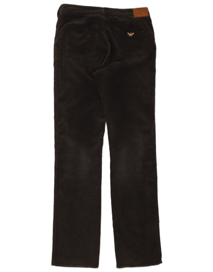 Pantalon droit en velours côtelé Femme Armani W31 L34 Gris Polyester