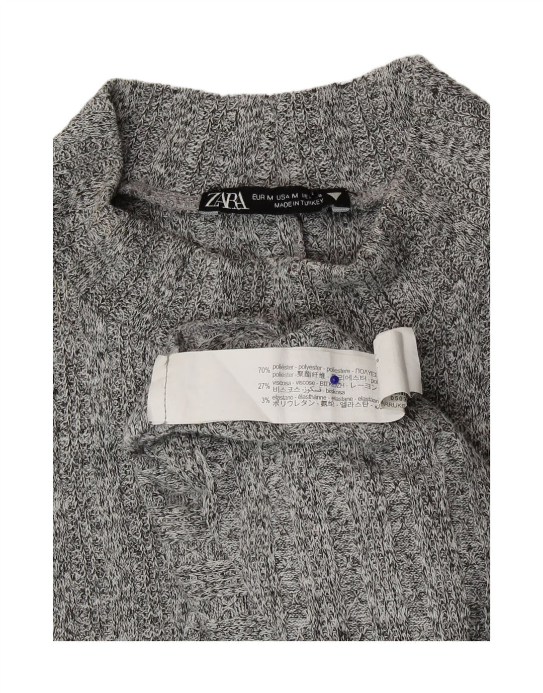 Zara Femme Maxi Robe Pull Longue UK 12 Gris Moyen Polyester Moucheté
