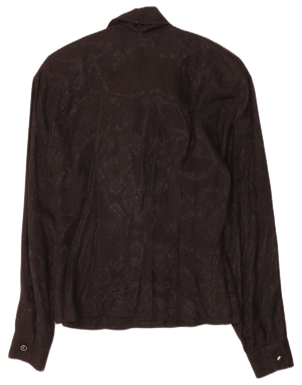 Marella Chemisier chemise à nouer sur le devant pour femme UK 14 Large Noir Paisley Acétate